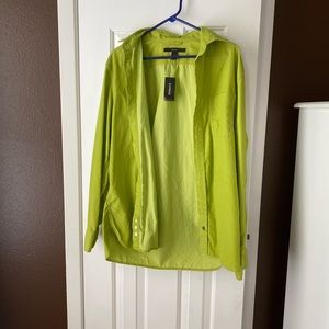 Vintage express green button down shirt